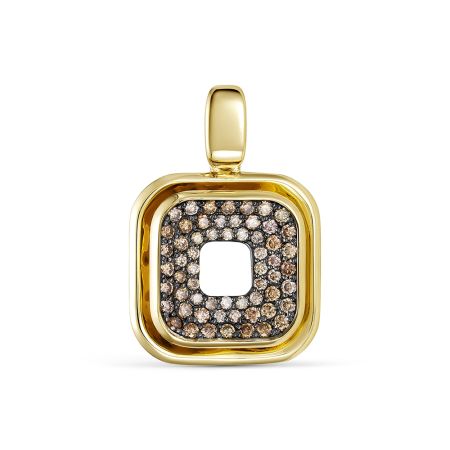 Подвеска с 60 коньячными бриллиантами из лимонного золота 136424 Подвеска с 60 коньячными бриллиантами из лимонного золота 136424