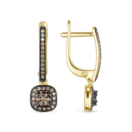 Серьги с 70 коньячными бриллиантами из лимонного золота 143123