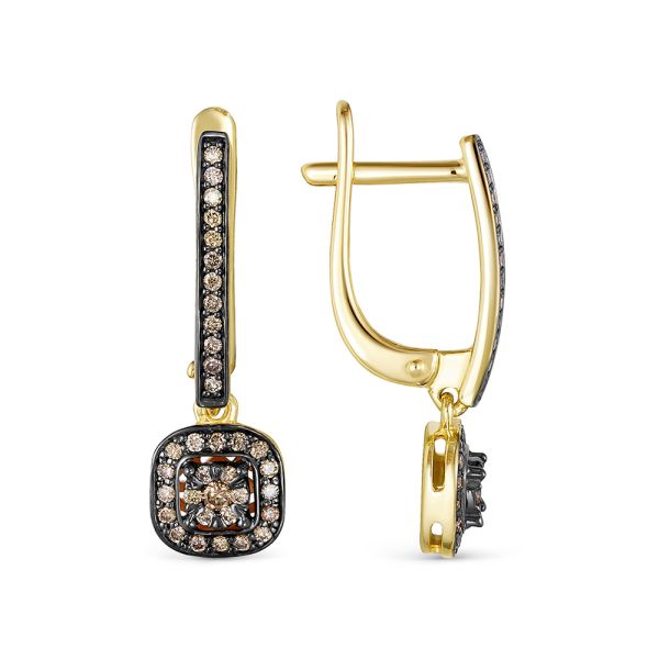 Серьги с 70 коньячными бриллиантами из лимонного золота 143123