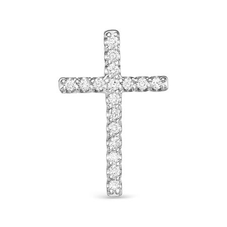 Декоративный крест с 17 бриллиантами 0.119 карат из белого золота 61558