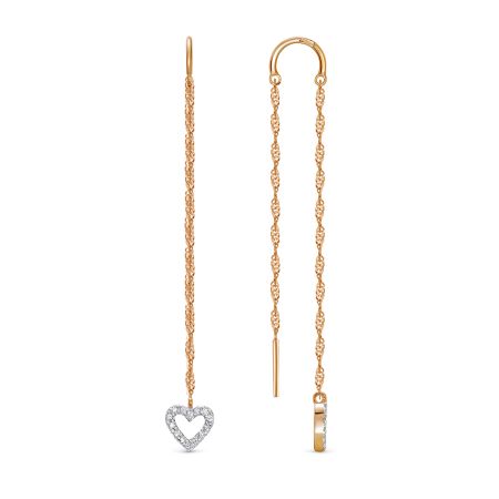 Серьги с 28 бриллиантами 0.14 карат из красного золота 136321