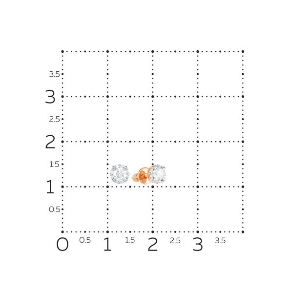 Серьги-пусеты с 18 бриллиантами из красного золота 70246