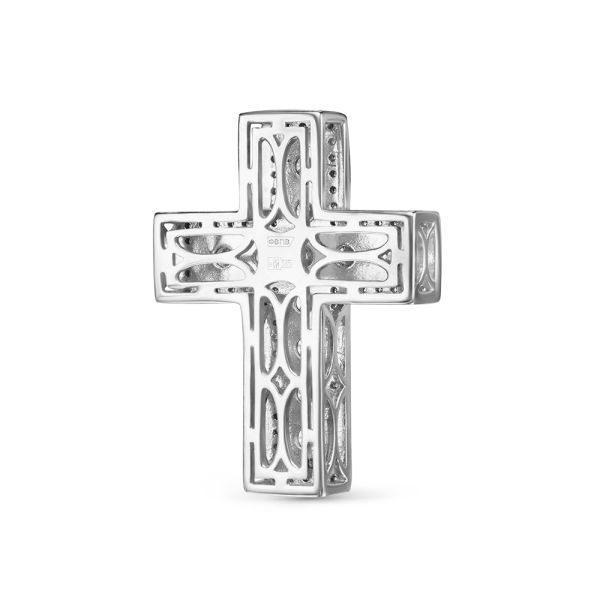Декоративный крест с 11 сапфирами и 76 бриллиантами из белого золота 78405
