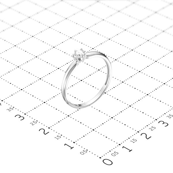 Кольцо с бриллиантом 0.165 карат из белого золота 54496