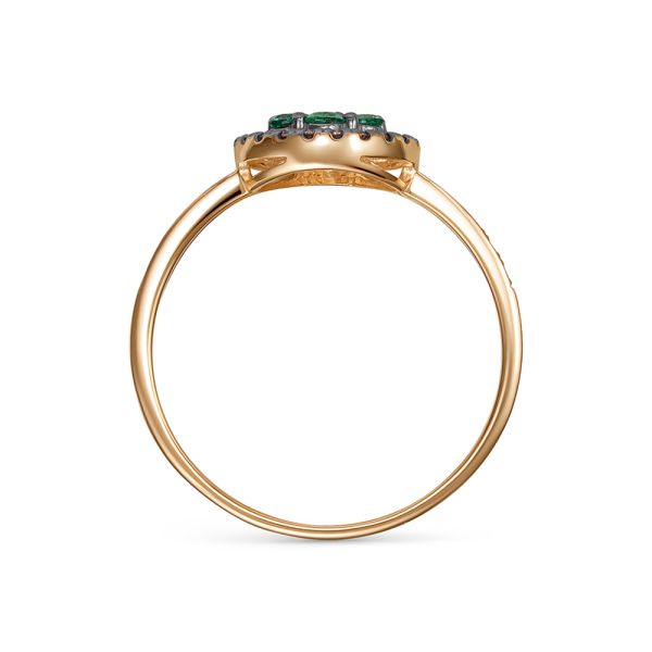 Кольцо с изумрудами, бриллиантами, из красного золота 144409