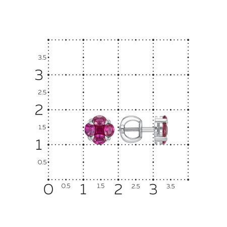 Серьги-пусеты с 10 рубинами из белого золота 131562