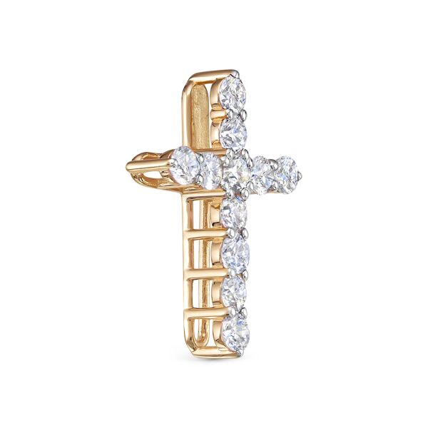 Декоративный крест с 11 бриллиантами 1.1 карат из красного золота 77715