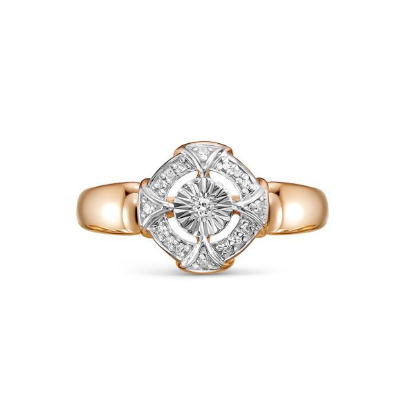 Кольцо с 17 бриллиантами из красного золота 141751