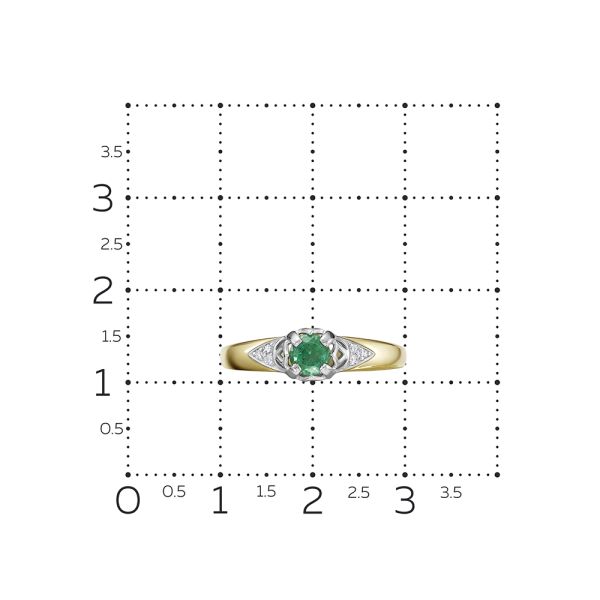 Кольцо с изумрудом и 6 бриллиантами из лимонного золота 122240