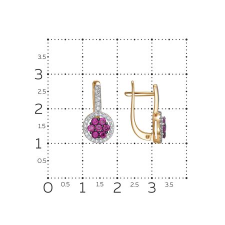 Серьги с 14 рубинами и 50 бриллиантами из красного золота 142865