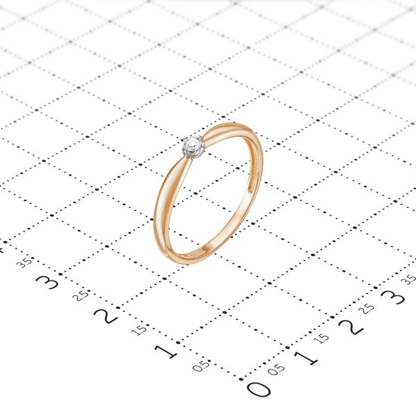 Кольцо с бриллиантом 0.045 карат из красного золота 77018