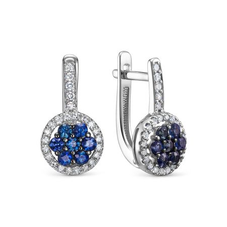 Серьги с 14 сапфирами и 50 бриллиантами из белого золота 142866