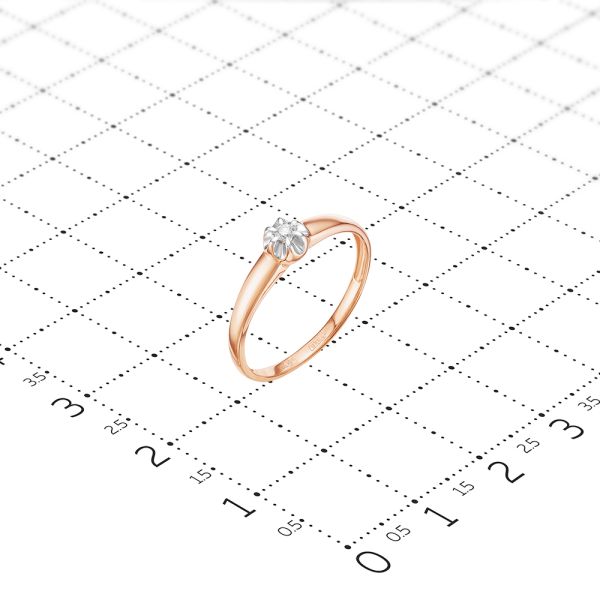 Кольцо с бриллиантом 0.03 карат из красного золота 51953