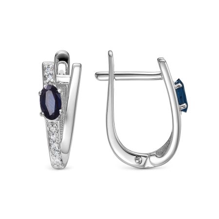 Серьги с сапфирами и 16 бриллиантами из белого золота 142841
