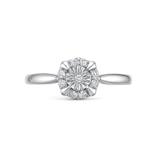 Кольцо с 9 бриллиантами 0.135 карат из белого золота 143299