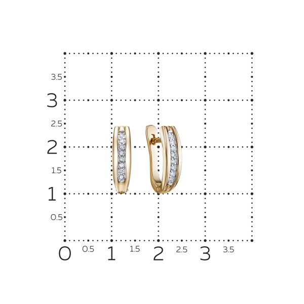 Серьги с 16 бриллиантами 0.112 карат из красного золота 112861