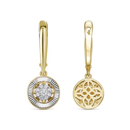 Серьги с 18 бриллиантами из лимонного золота 144586