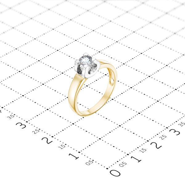Кольцо с бриллиантом 0.32 карат из лимонного золота 50621
