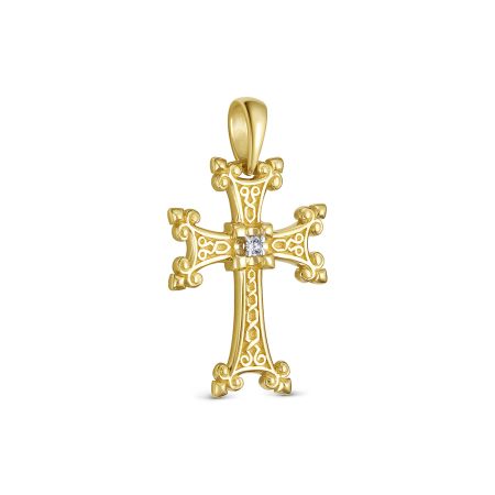 Подвеска с бриллиантом 0.015 карат из лимонного золота 142917