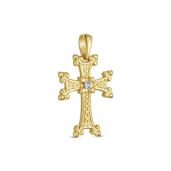 Подвеска с бриллиантом 0.015 карат из лимонного золота 142917