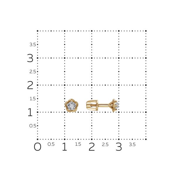 Серьги-пусеты с бриллиантами 0.028 карат из красного золота 123793