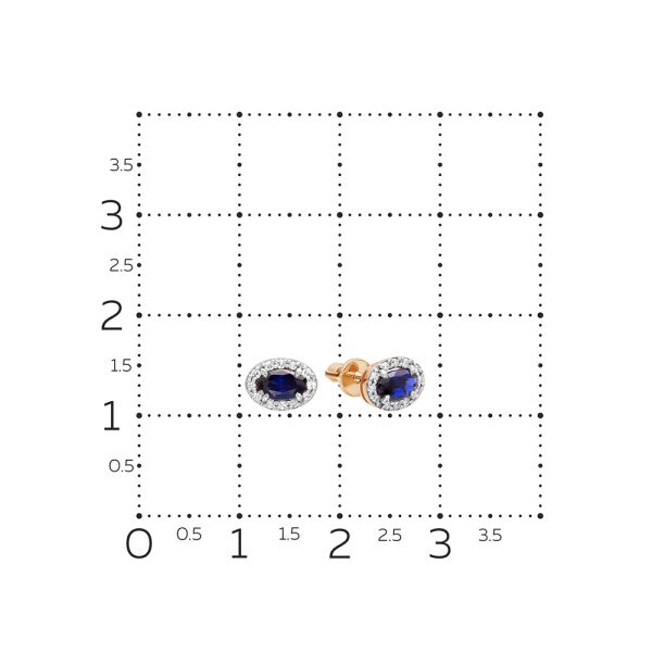 Серьги-пусеты с сапфирами и 24 бриллиантами из красного золота 98545