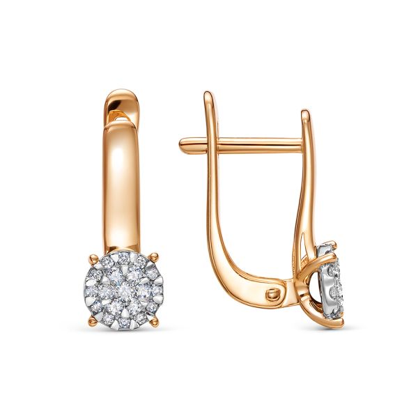 Серьги с 38 бриллиантами из красного золота 142848