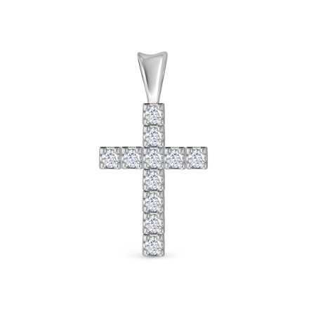 Декоративный крест с 11 бриллиантами 0.353 карат из белого золота 123952