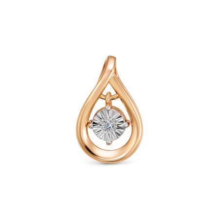 Подвеска с бриллиантом 0.015 карат из красного золота 143693