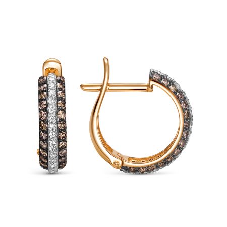 Серьги с 60 коньячными бриллиантами и 42 бриллиантами из красного золота 142862