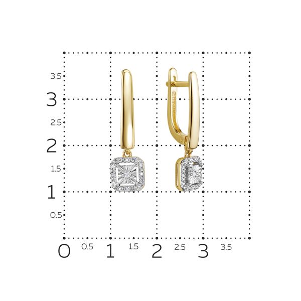 Серьги с 26 бриллиантами из лимонного золота 144606