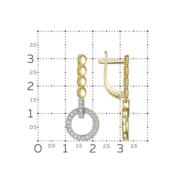 Серьги с 46 бриллиантами 0.322 карат из лимонного золота 144588