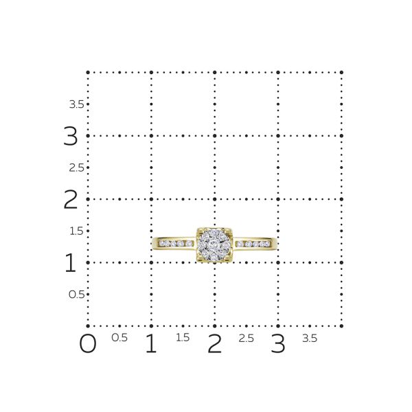 Кольцо с 19 бриллиантами из лимонного золота 123589