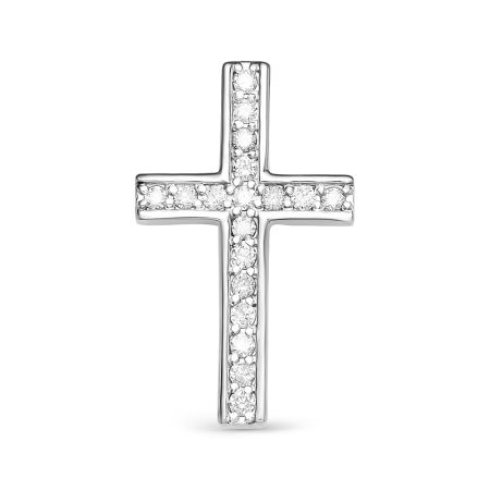 Декоративный крест с 18 бриллиантами 0.126 карат из белого золота 61566