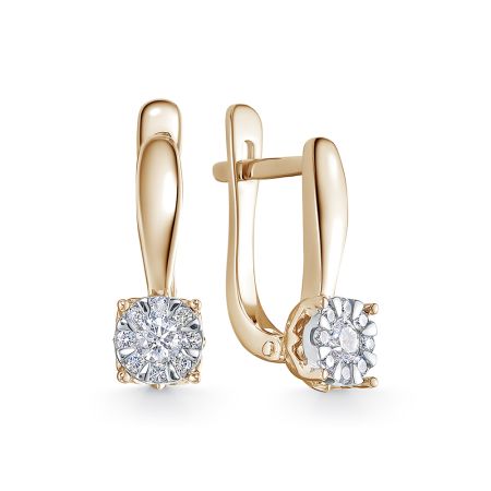 Серьги с 18 бриллиантами из красного золота 114016