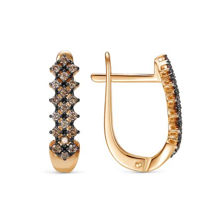 Серьги с 38 коньячными бриллиантами из красного золота 141352