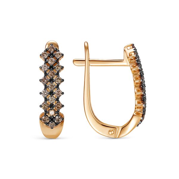 Серьги с 38 коньячными бриллиантами из красного золота 141352