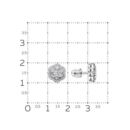 Серьги-пусеты с 74 бриллиантами из белого золота 93645