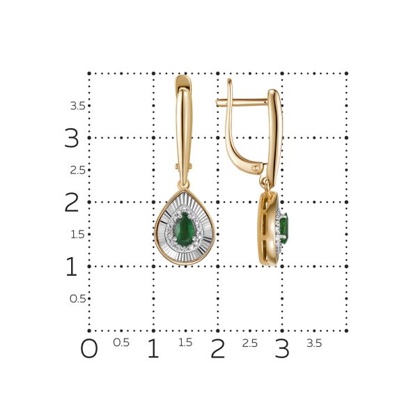 Серьги с изумрудами и 32 бриллиантами из красного золота 137952