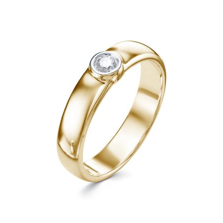 Кольцо с бриллиантом 0.095 карат из лимонного золота 78625