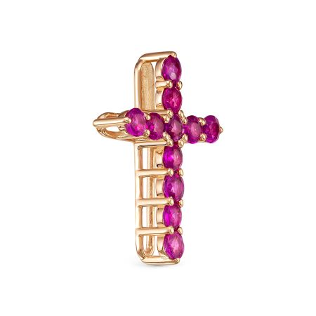 Декоративный крест с 11 рубинами из красного золота 76474