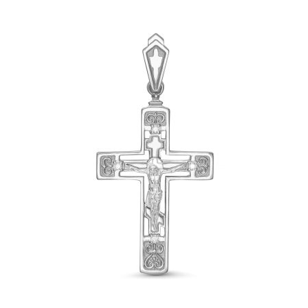 Православный крест с 4 бриллиантами 0.064 карат из белого золота 61891
