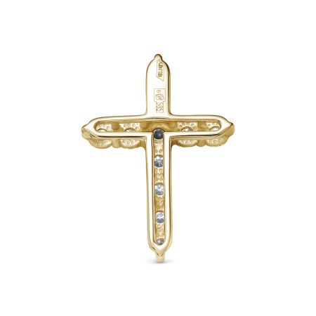 Декоративный крест с 11 бриллиантами 0.677 карат из лимонного золота 79454
