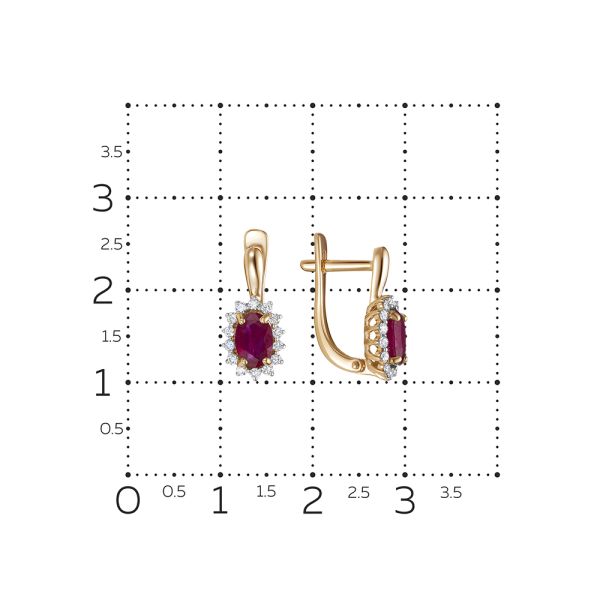 Серьги с рубинами и 28 бриллиантами из красного золота 110886