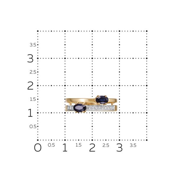 Кольцо с 2 сапфирами и 12 бриллиантами из красного золота 144281