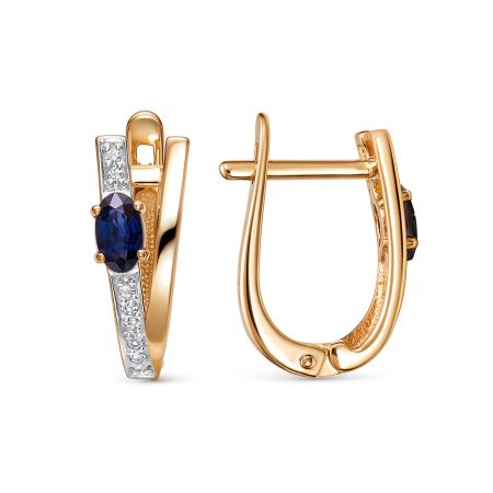 Серьги с сапфирами и 16 бриллиантами из красного золота 144611