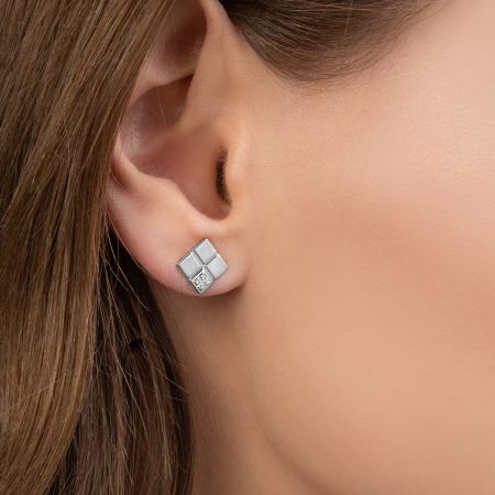 Серьги-пусеты с 8 бриллиантами 0.04 карат из белого золота 85964