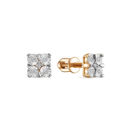 Серьги-пусеты с 10 бриллиантами из красного золота 144696