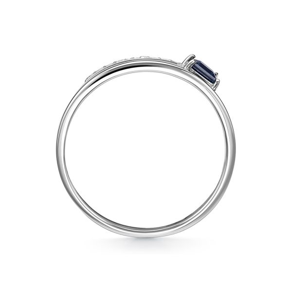 Кольцо с сапфиром и 9 бриллиантами из белого золота 142183