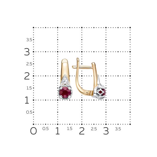 Серьги с рубинами и 6 бриллиантами из красного золота 134796